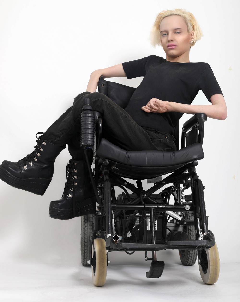 Brogan Fox, founder of Able2Love, in a powerchair.